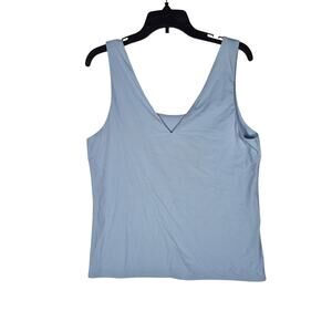 White House Black Market WHBM FORME Dual Neck Tank Light Blue Size XL NWT